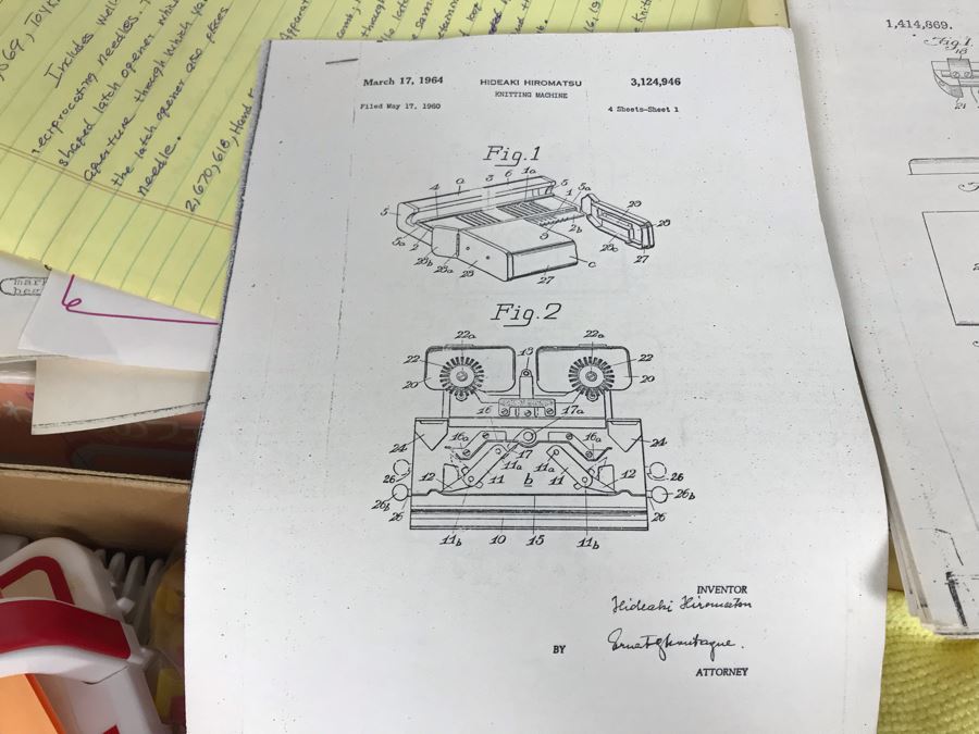Mattel Toys Prototype Japanese Toy Linear Knitting Machine With Box, Correspondance And Patent Paperwork 22W X 8.5D X 5.5H [Photo 36]
