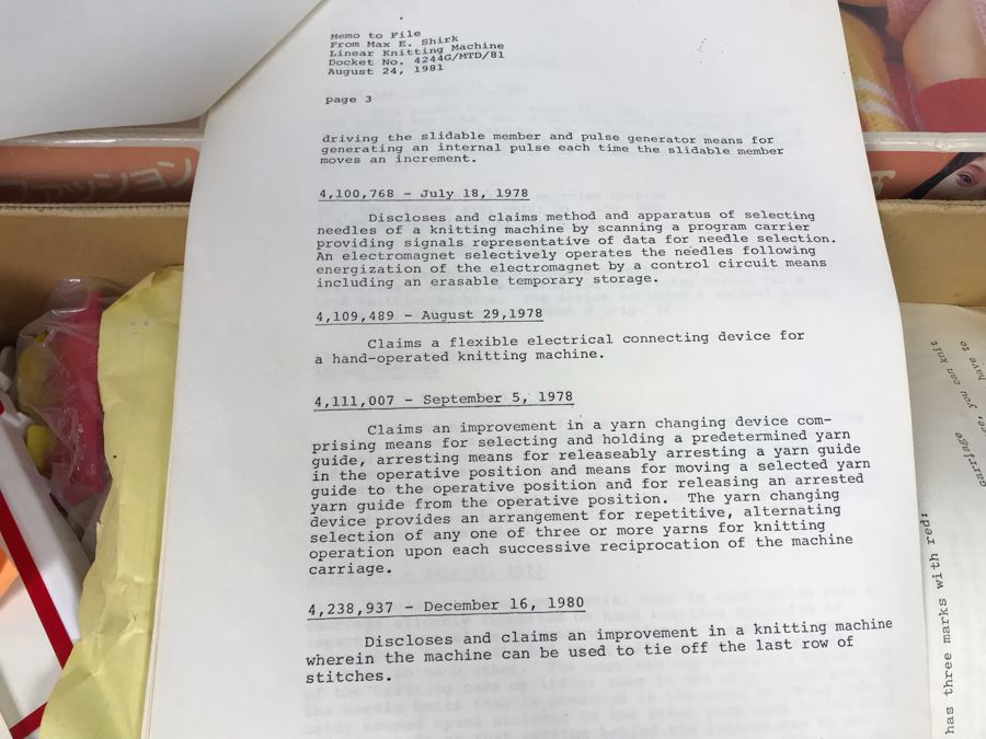 Mattel Toys Prototype Japanese Toy Linear Knitting Machine With Box, Correspondance And Patent Paperwork 22W X 8.5D X 5.5H [Photo 20]