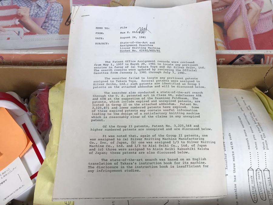 Mattel Toys Prototype Japanese Toy Linear Knitting Machine With Box, Correspondance And Patent Paperwork 22W X 8.5D X 5.5H [Photo 16]