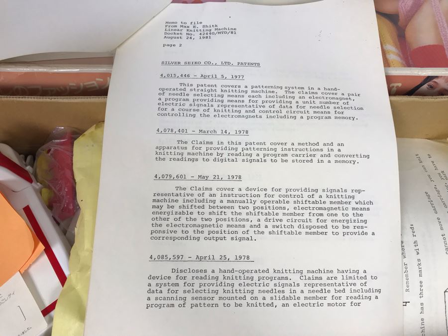 Mattel Toys Prototype Japanese Toy Linear Knitting Machine With Box, Correspondance And Patent Paperwork 22W X 8.5D X 5.5H [Photo 19]