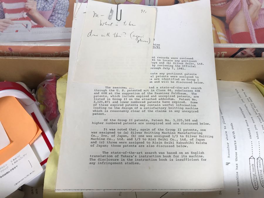 Mattel Toys Prototype Japanese Toy Linear Knitting Machine With Box, Correspondance And Patent Paperwork 22W X 8.5D X 5.5H [Photo 14]
