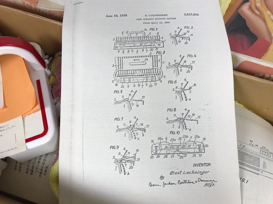 Mattel Toys Prototype Japanese Toy Linear Knitting Machine With Box, Correspondance And Patent Paperwork 22W X 8.5D X 5.5H [Photo 33]