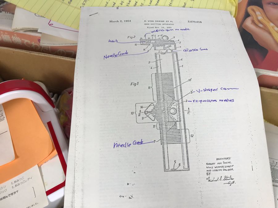 Mattel Toys Prototype Japanese Toy Linear Knitting Machine With Box, Correspondance And Patent Paperwork 22W X 8.5D X 5.5H [Photo 31]