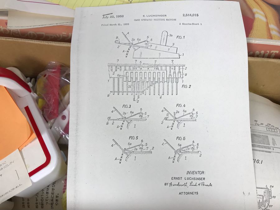 Mattel Toys Prototype Japanese Toy Linear Knitting Machine With Box, Correspondance And Patent Paperwork 22W X 8.5D X 5.5H [Photo 34]