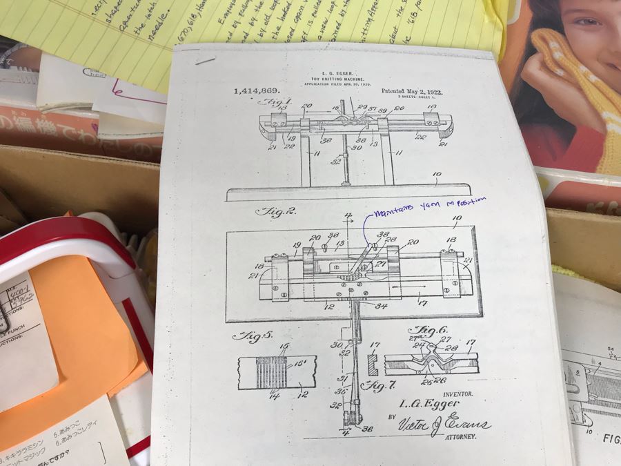 Mattel Toys Prototype Japanese Toy Linear Knitting Machine With Box, Correspondance And Patent Paperwork 22W X 8.5D X 5.5H [Photo 26]