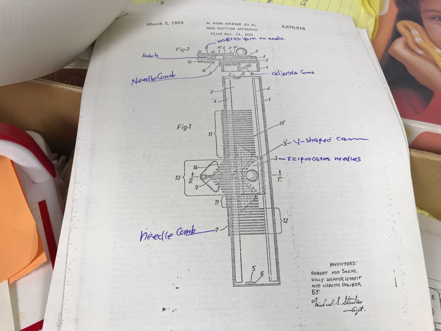 Mattel Toys Prototype Japanese Toy Linear Knitting Machine With Box, Correspondance And Patent Paperwork 22W X 8.5D X 5.5H [Photo 29]