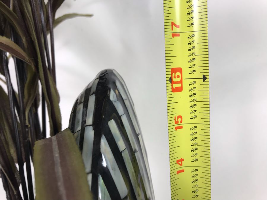 Mother Of Pearl Inlay Vase With Artificial Flowers 10W X 16H [Photo 11]