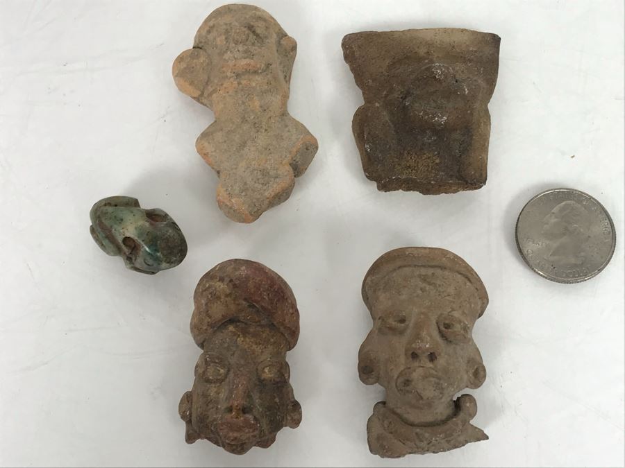 Various Pre-Columbian Artifacts And Carved Stone Box 5W X 4D X 3H [Photo 1]