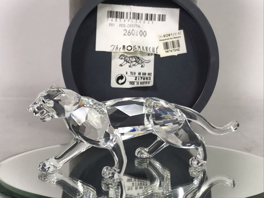 Swarovski Crystal Leopard Figurine 7610 With Original Box Retails $260
