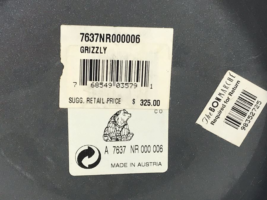 Swarovski Crystal Grizzly Bear Figurine With Original Box Retails $325 [Photo 13]