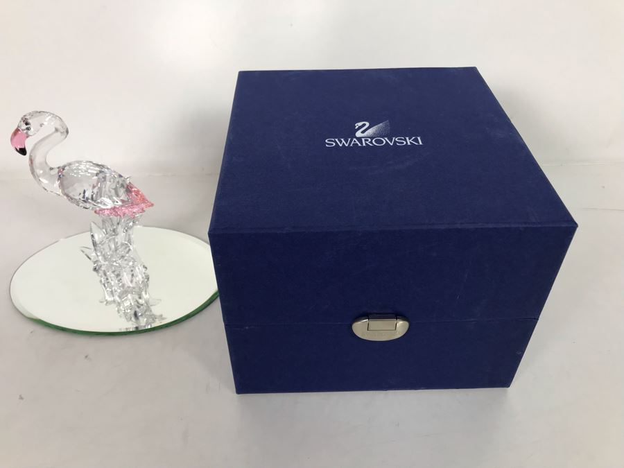 Swarovski Crystal Flamingo Figurine With Original Box