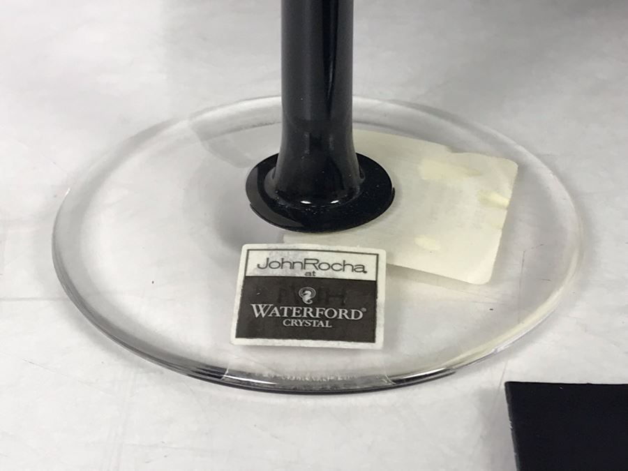 Pair Of New John Rocha Designer Waterford Crystal Red Wine High Hand Cased Lead Crystal Stemware Glasses In Black With Original Box [Photo 6]