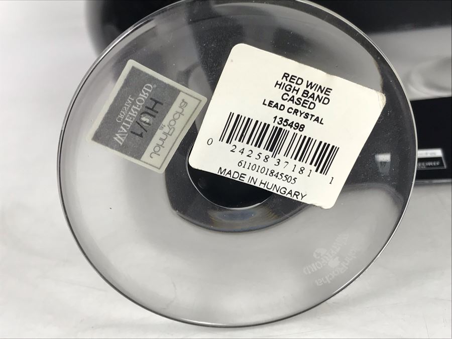 Pair Of New John Rocha Designer Waterford Crystal Red Wine High Hand Cased Lead Crystal Stemware Glasses In Black With Original Box [Photo 8]