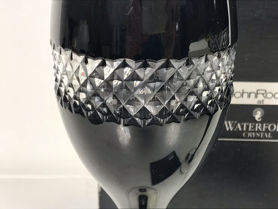 Pair Of New John Rocha Designer Waterford Crystal Red Wine High Hand Cased Lead Crystal Stemware Glasses In Black With Original Box [Photo 5]