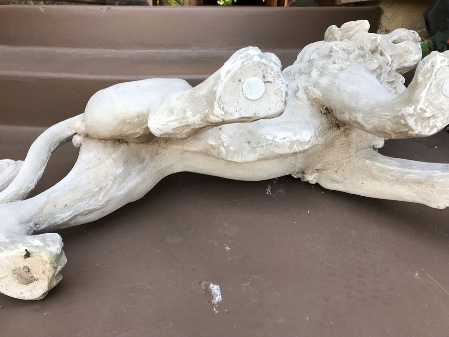 Pair Of Resin Lion Statues 36L X 27H Retails $550 [Photo 17]