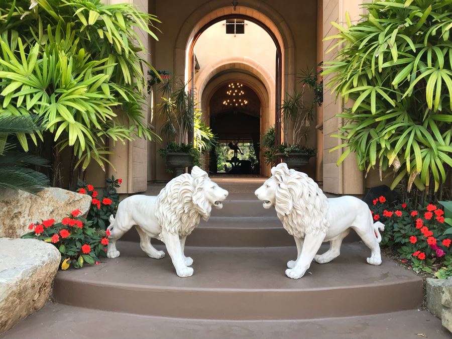 Pair Of Resin Lion Statues 36L X 27H Retails $550 [Photo 10]