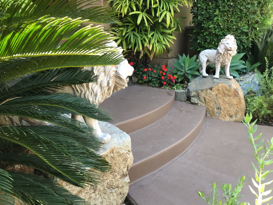 Pair Of Resin Lion Statues 36L X 27H Retails $550 [Photo 2]