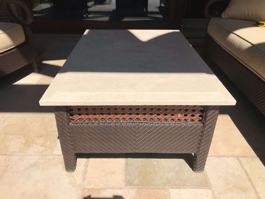 Richard Frinier For Century Furniture Marble Top Cocktail Table Denpasar Collection (PICK UP FROM HOME) 44W X 30D X 17.5H Retails $1,299 [Photo 2]