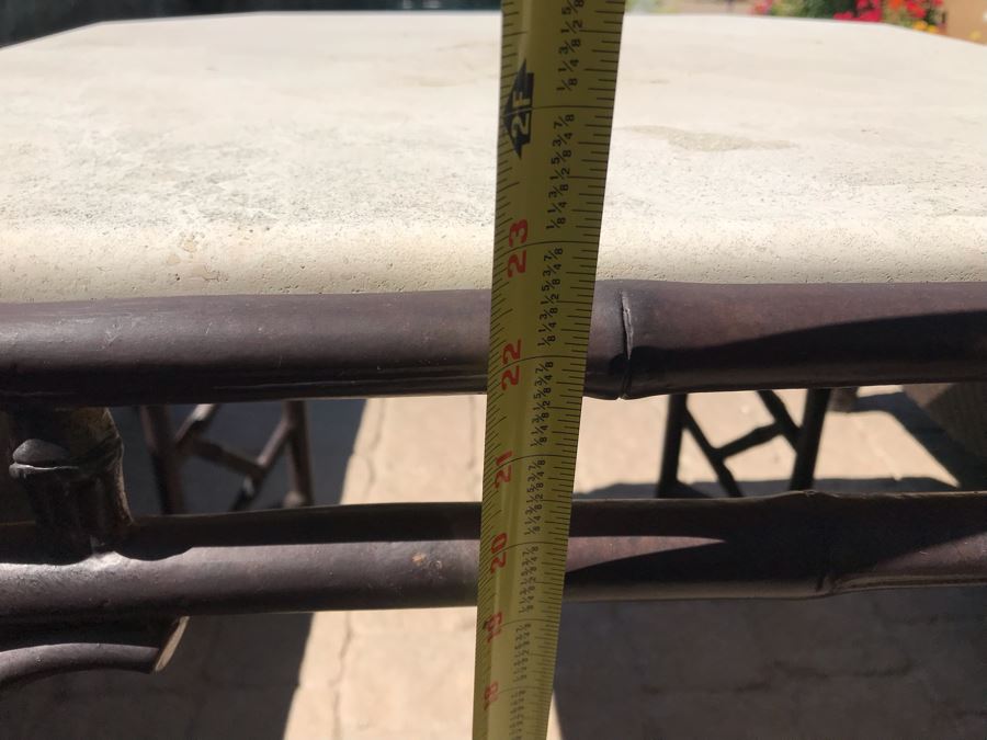 Richard Frinier For Century Furniture PAIR Of Articulating Chaise Lounge Chairs Denpasar Collection AND Richard Frinier For Century Furniture Marble Top Orient Collection Side Table Aluminum (PICK UP FROM HOME) 26W X 26D X 23H Total Retails $9,172 [Photo 15]