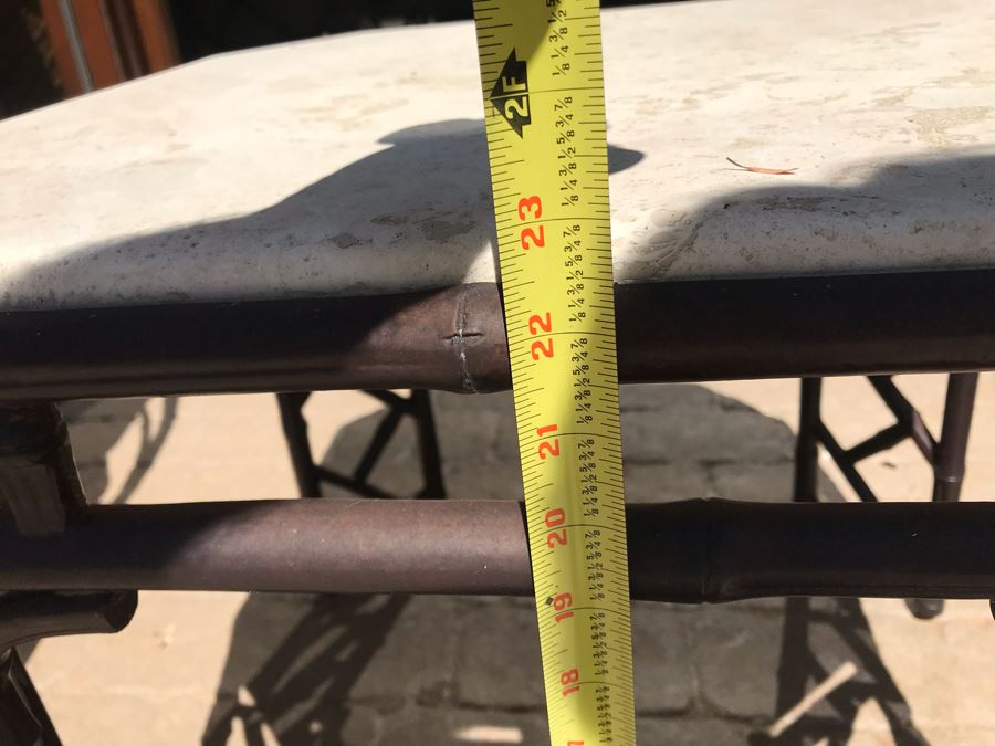 Richard Frinier For Century Furniture PAIR Of Lounge Chairs Orient Collection (Cushions Stored Inside) AND Richard Frinier For Century Furniture Marble Top Orient Collection Side Table Aluminum 26W X 26D X 23H (PICK UP FROM HOME) Total Retails $4,518 [Photo 11]