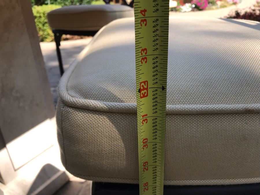 UPDATED (6 Barstools): Richard Frinier For Century Furniture SET Of 6 Barstools Orient Collection 31H Seat (Cushions Stored Inside) AND Century Furniture Marble High Top Table With Marble Base 4'W X 4'D X 41H (PICK UP FROM HOME) Total Retails $10,430 [Photo 13]