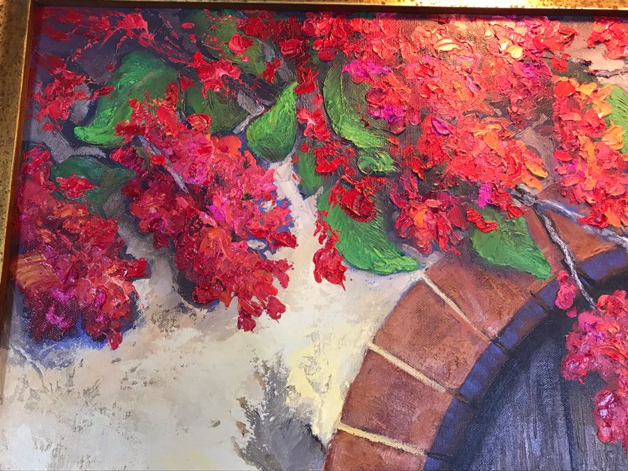 Original Carol Krick Fine Art Oil Painting On Canvas Titled 'Tuscan Window' In Wooden Frame With Overhead Lighting 36 X 48 Canvas Appraised At $12,000 [Photo 6]