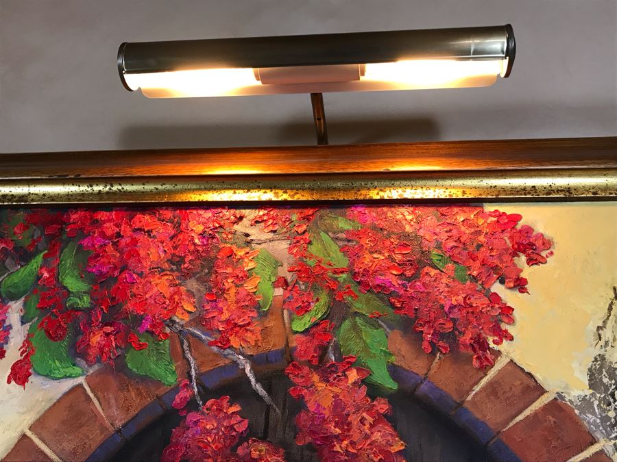 Original Carol Krick Fine Art Oil Painting On Canvas Titled 'Tuscan Window' In Wooden Frame With Overhead Lighting 36 X 48 Canvas Appraised At $12,000 [Photo 4]