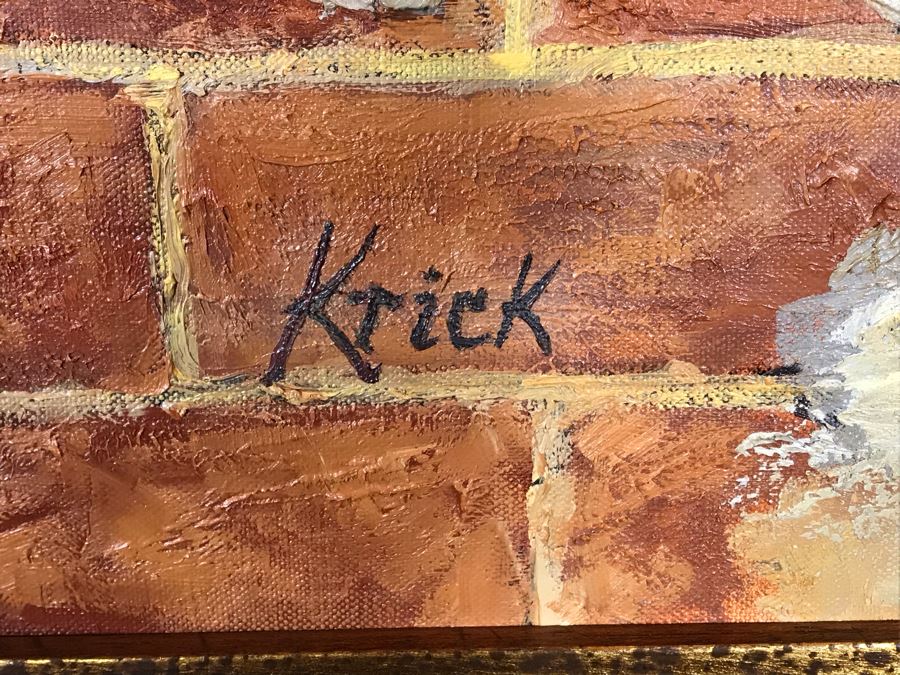 Original Carol Krick Fine Art Oil Painting On Canvas Titled 'Tuscan Window' In Wooden Frame With Overhead Lighting 36 X 48 Canvas Appraised At $12,000 [Photo 9]