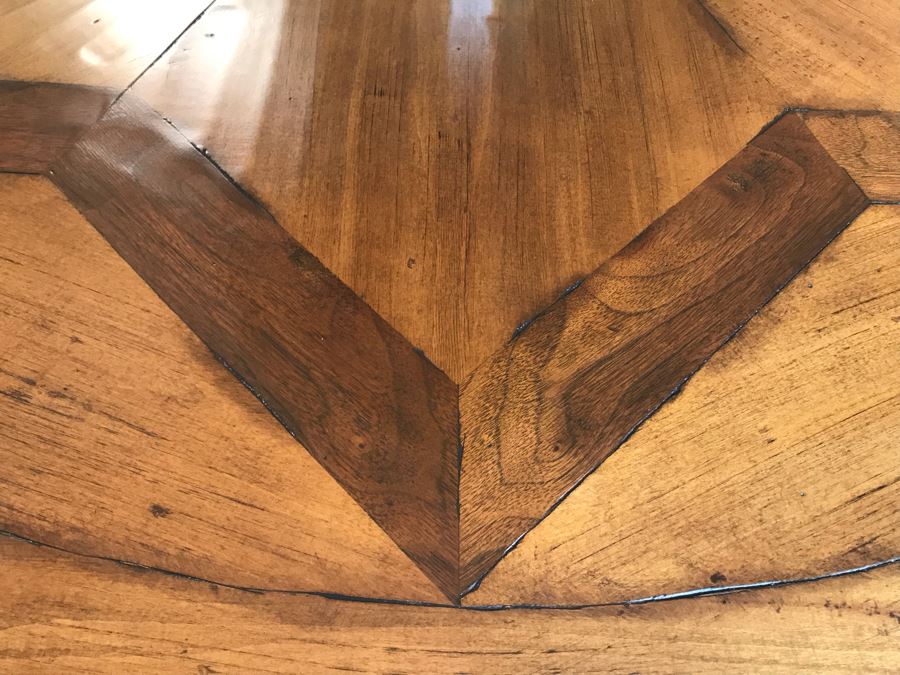 Stunning Century Furniture Inlaid Star Pattern Pedestal 5' Round Dining Table With Four Matching Century Furniture Exeter Side Chairs Dining Chairs Total Retails $11,520 [Photo 6]