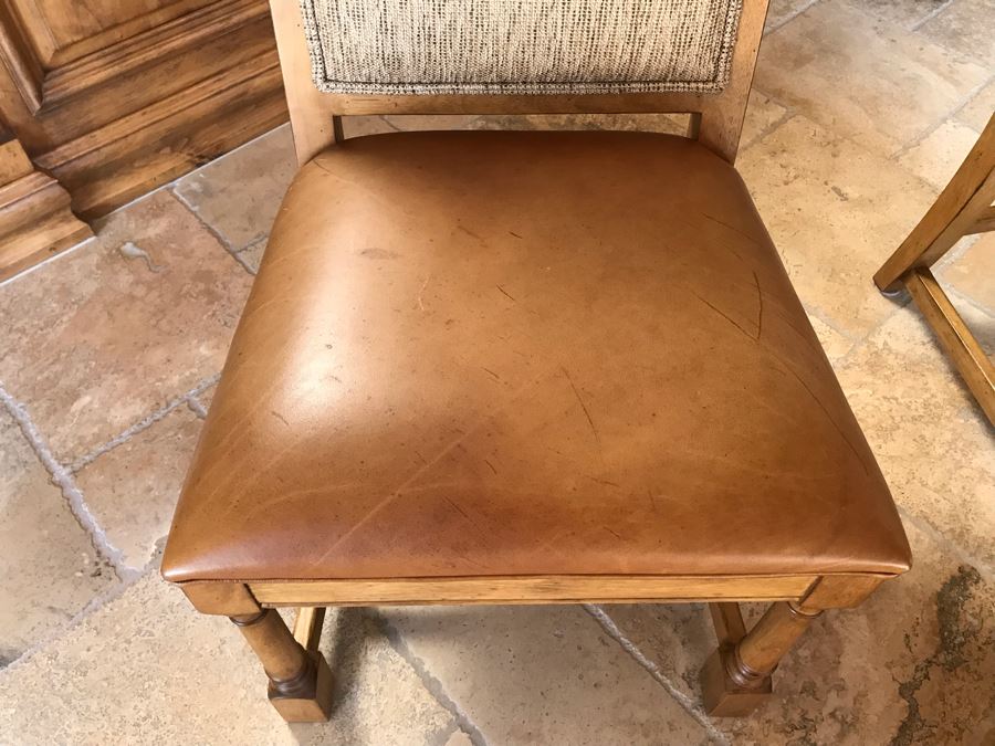 Stunning Century Furniture Inlaid Star Pattern Pedestal 5' Round Dining Table With Four Matching Century Furniture Exeter Side Chairs Dining Chairs Total Retails $11,520 [Photo 18]