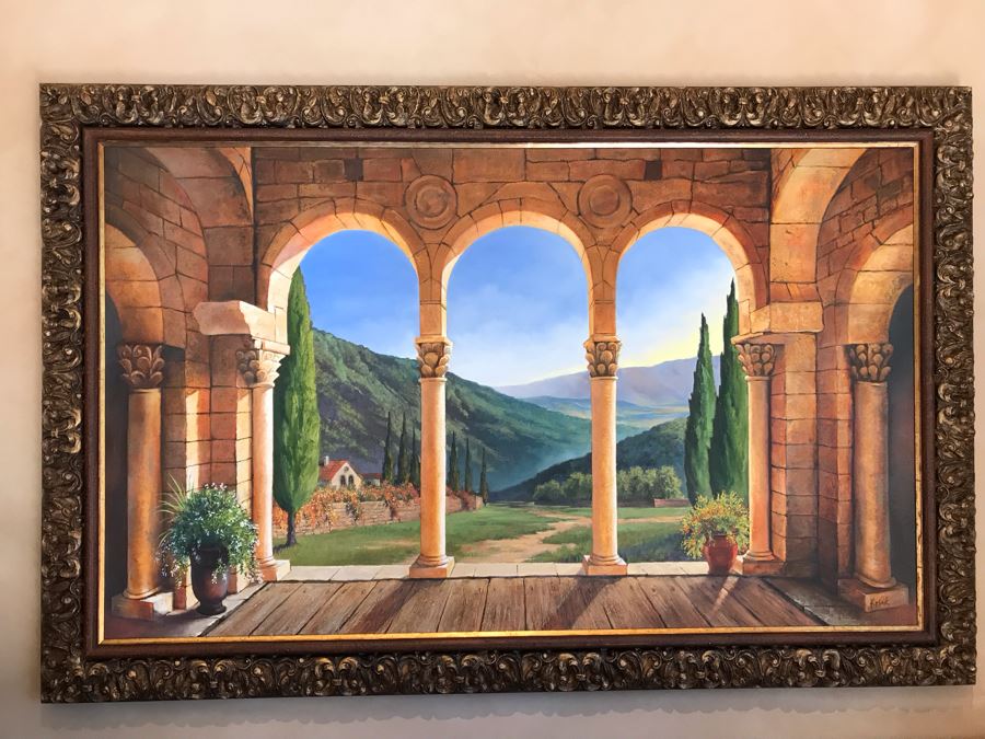 Original Carol Krick Fine Art Oil Painting On Canvas Titled 'Belvedere Glow' In Stunning Frame 60 X 36 Appraised At $15,000 [Photo 1]