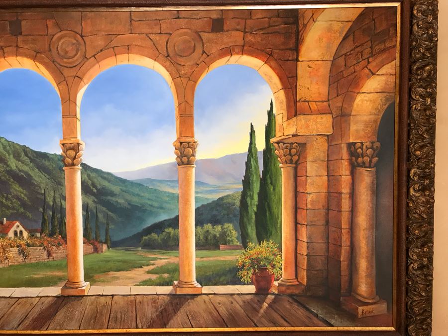 Original Carol Krick Fine Art Oil Painting On Canvas Titled 'Belvedere Glow' In Stunning Frame 60 X 36 Appraised At $15,000 [Photo 6]