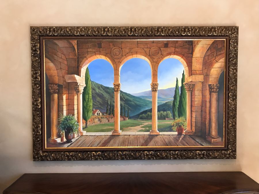 Original Carol Krick Fine Art Oil Painting On Canvas Titled 'Belvedere Glow' In Stunning Frame 60 X 36 Appraised At $15,000 [Photo 2]