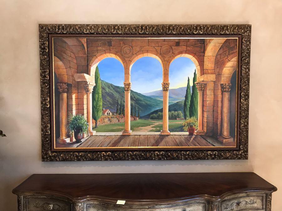 Original Carol Krick Fine Art Oil Painting On Canvas Titled 'Belvedere Glow' In Stunning Frame 60 X 36 Appraised At $15,000 [Photo 3]