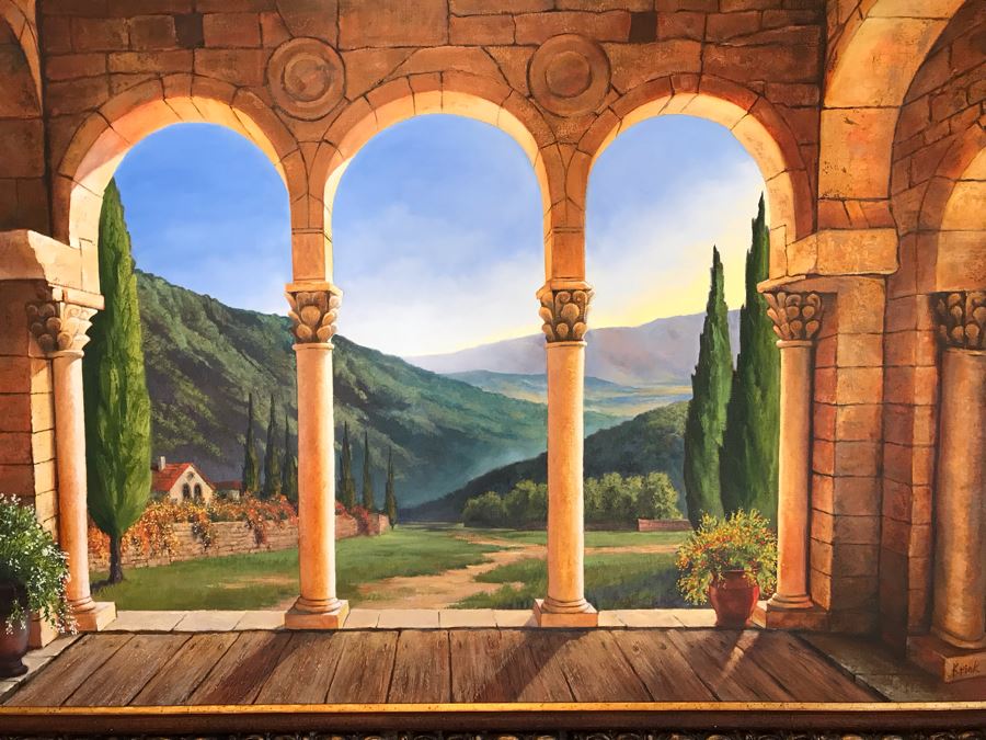 Original Carol Krick Fine Art Oil Painting On Canvas Titled 'Belvedere Glow' In Stunning Frame 60 X 36 Appraised At $15,000 [Photo 5]