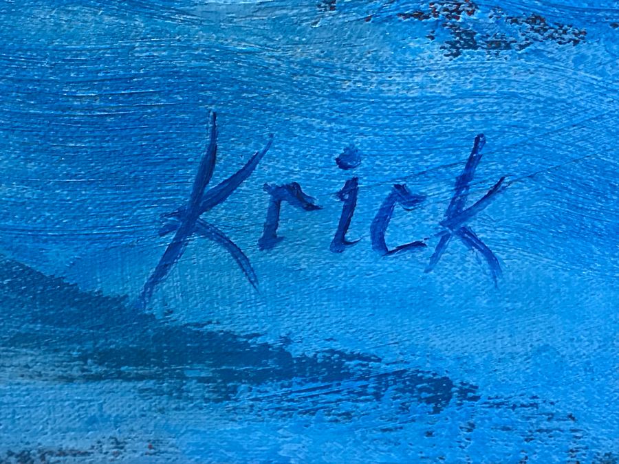 HUGE 7' X 5' Original Carol Krick Fine Art Abstract Expressionist Oil Painting On Canvas Titled 'Koi Pond' In Wooden Frame Canvas Appraised At $22,500 [Photo 6]