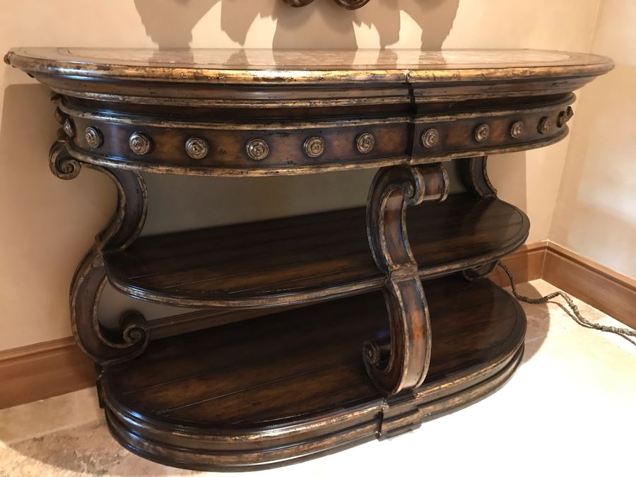 Stunning Marge Carson Designer Entry Console Table With Marble Top 66W X 25D X 40H Retails $6,250 [Photo 4]