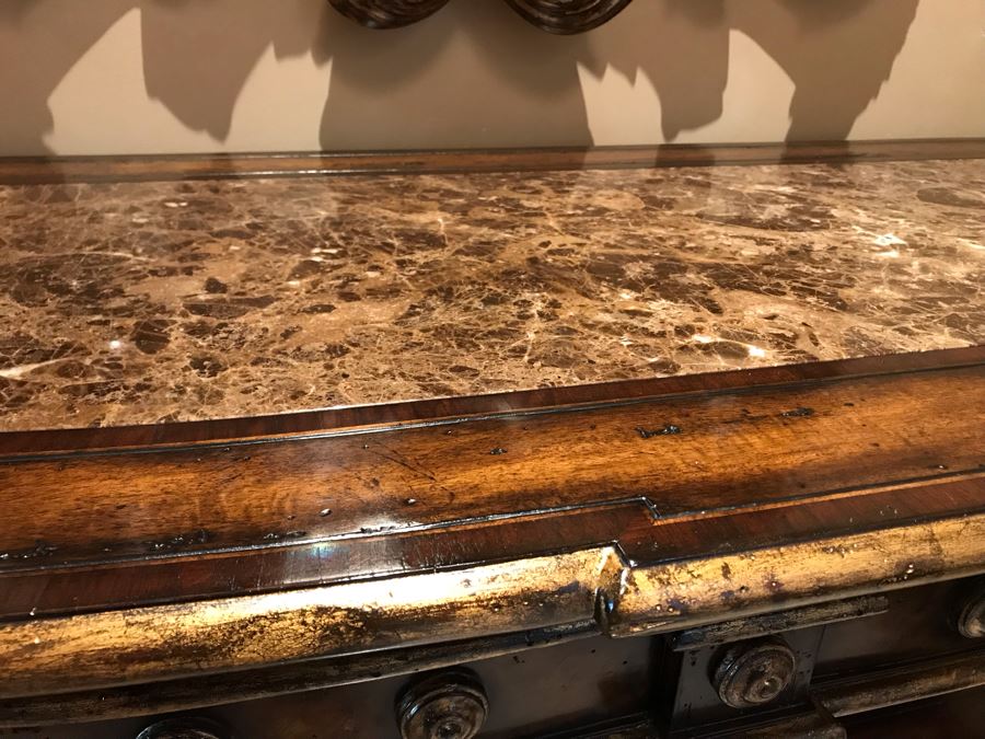 Stunning Marge Carson Designer Entry Console Table With Marble Top 66W X 25D X 40H Retails $6,250 [Photo 6]