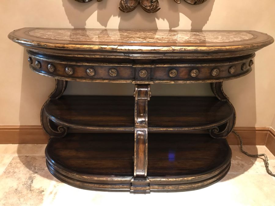 Stunning Marge Carson Designer Entry Console Table With Marble Top 66W X 25D X 40H Retails $6,250