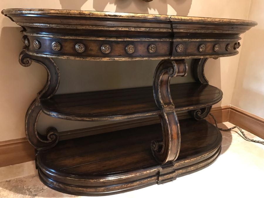 Stunning Marge Carson Designer Entry Console Table With Marble Top 66W X 25D X 40H Retails $6,250 [Photo 5]