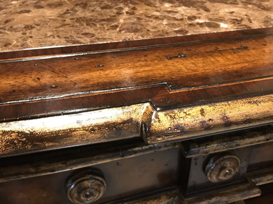 Stunning Marge Carson Designer Entry Console Table With Marble Top 66W X 25D X 40H Retails $6,250 [Photo 7]