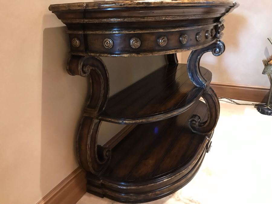 Stunning Marge Carson Designer Entry Console Table With Marble Top 66W X 25D X 40H Retails $6,250 [Photo 11]