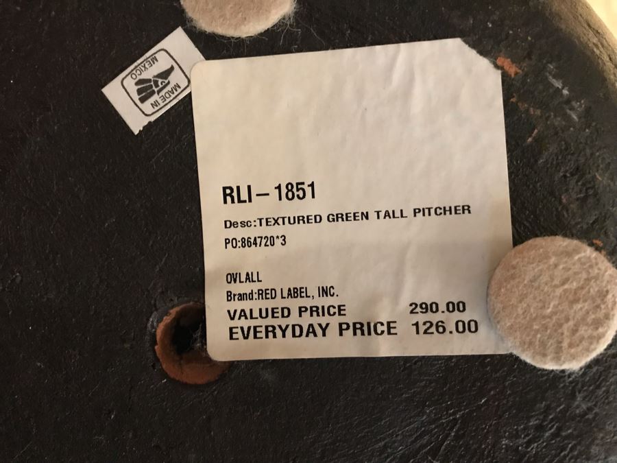 Textured Green Tall Pitcher 14W X 32H Retails $290 [Photo 7]