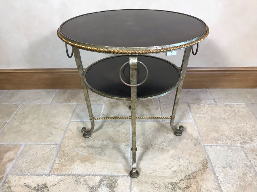 Century Furniture Round 2-Tier Silver And Gold Metal Side Table 25W X 26.5H Retails $1,420 [Photo 7]