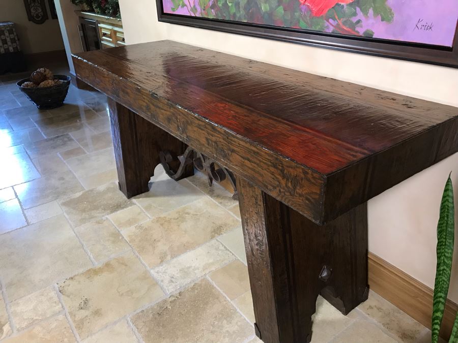 Impressive Century Furniture Marbella Collection Console Entry Table Wood With Wrought Iron 78W X 26D X 36H Retails $4,000+ [Photo 5]