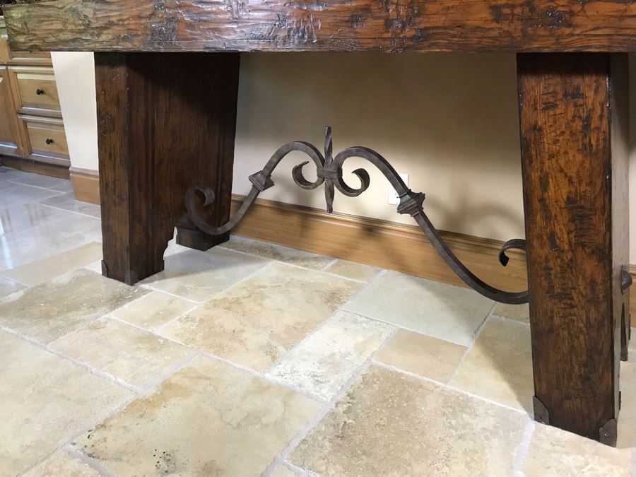 Impressive Century Furniture Marbella Collection Console Entry Table Wood With Wrought Iron 78W X 26D X 36H Retails $4,000+ [Photo 7]