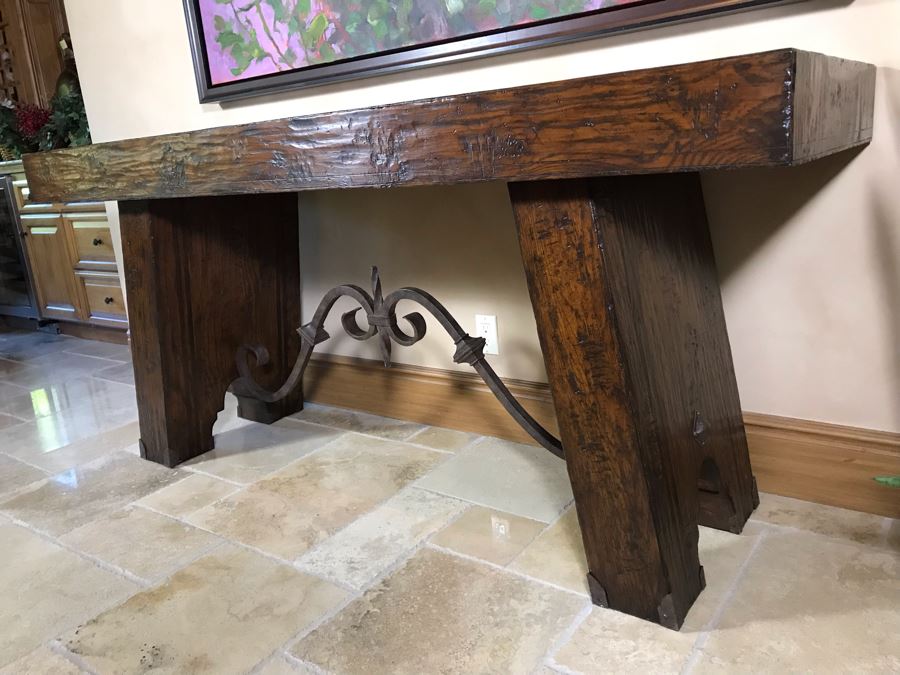 Impressive Century Furniture Marbella Collection Console Entry Table Wood With Wrought Iron 78W X 26D X 36H Retails $4,000+ [Photo 8]