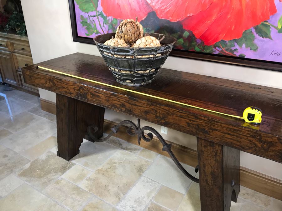 Colossal Metal Fortress Bowl With Faux Pine Cones 22W X 11.5H Retails $370 [Photo 5]
