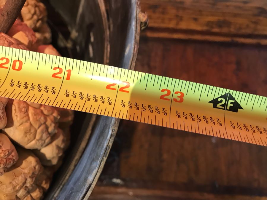 Colossal Metal Fortress Bowl With Faux Pine Cones 22W X 11.5H Retails $370 [Photo 9]