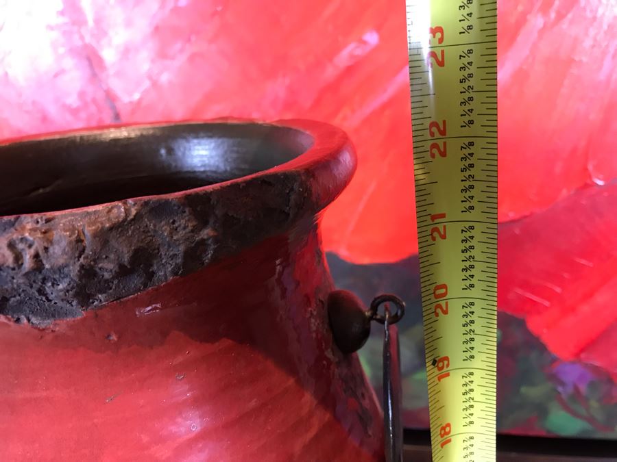 Pair Of Rustic Red Ceramic Pots By Stylecraft Lamps 15H And 22H Retails $270 [Photo 9]